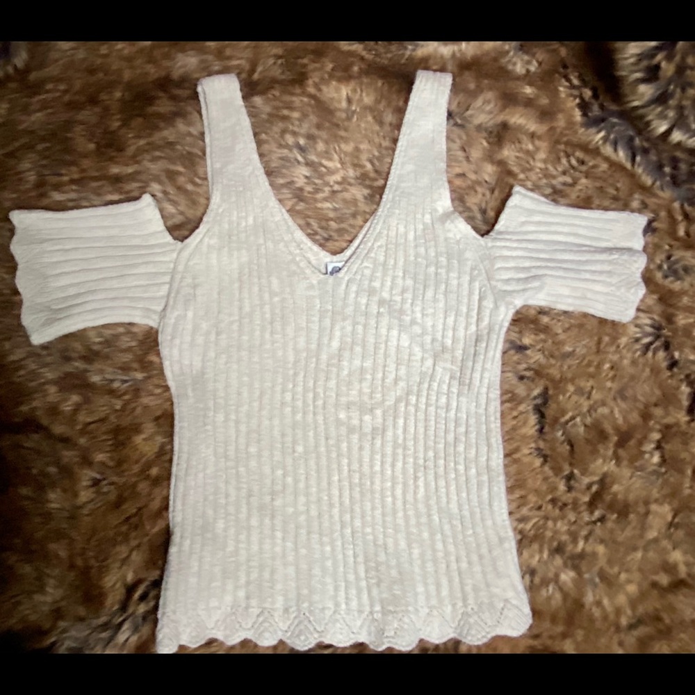 American Rag open shoulder cropped sweater